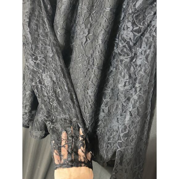 LOFT Lace Blouse Mock Neck Long Sleeve Top Black Size‎ M Whimsigoth Fairy - Picture 6 of 9
